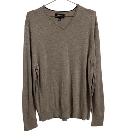 BONOBOS Grey Lightweight V Neck Extra Fine Merino Wool Sweater XL - Picture 1 of 7